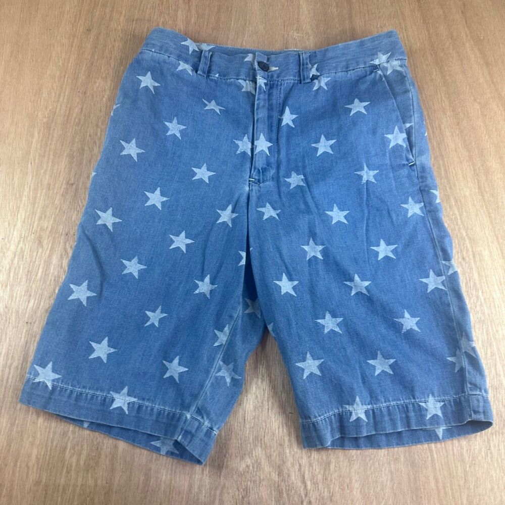 Polo Ralph Lauren Girls 16 Star Print Chambray Shorts Blue Denim Americana‎